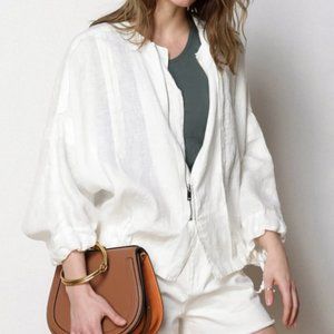 NWOT CAARA Dolman Sleeve White Linen Jacket